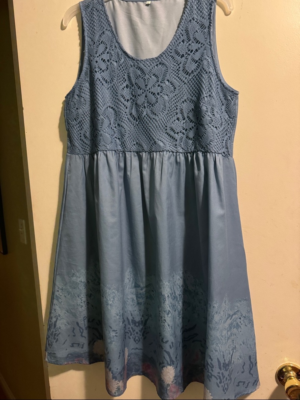 Women’s Sleeveless Light Blue Crochet Bodice Dress